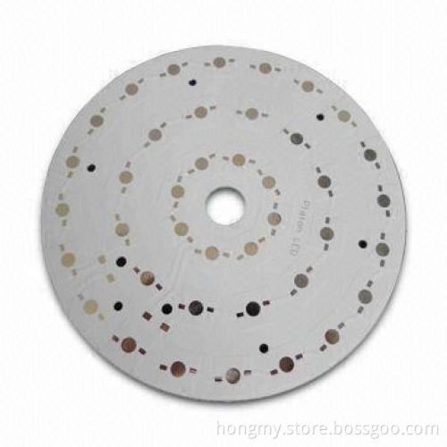 LED Aluminum PCB with Round Shape, White Solder Mask Black Silkscreen